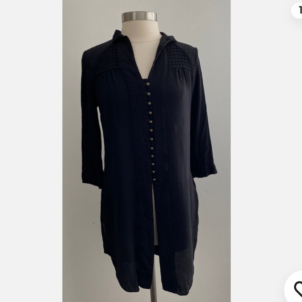 MAEVE by ANTHROPOLOGIE Black Button Down Tuxedo Style Women’s Size L